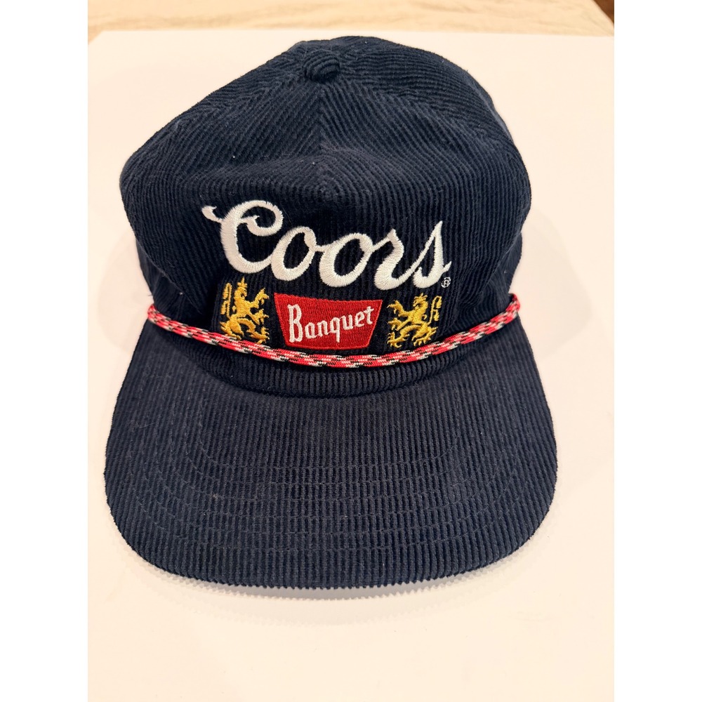 Coors Banquet Beer Hat Navy Blue Corduroy Snapback Rope Cap Mad Engine Hat